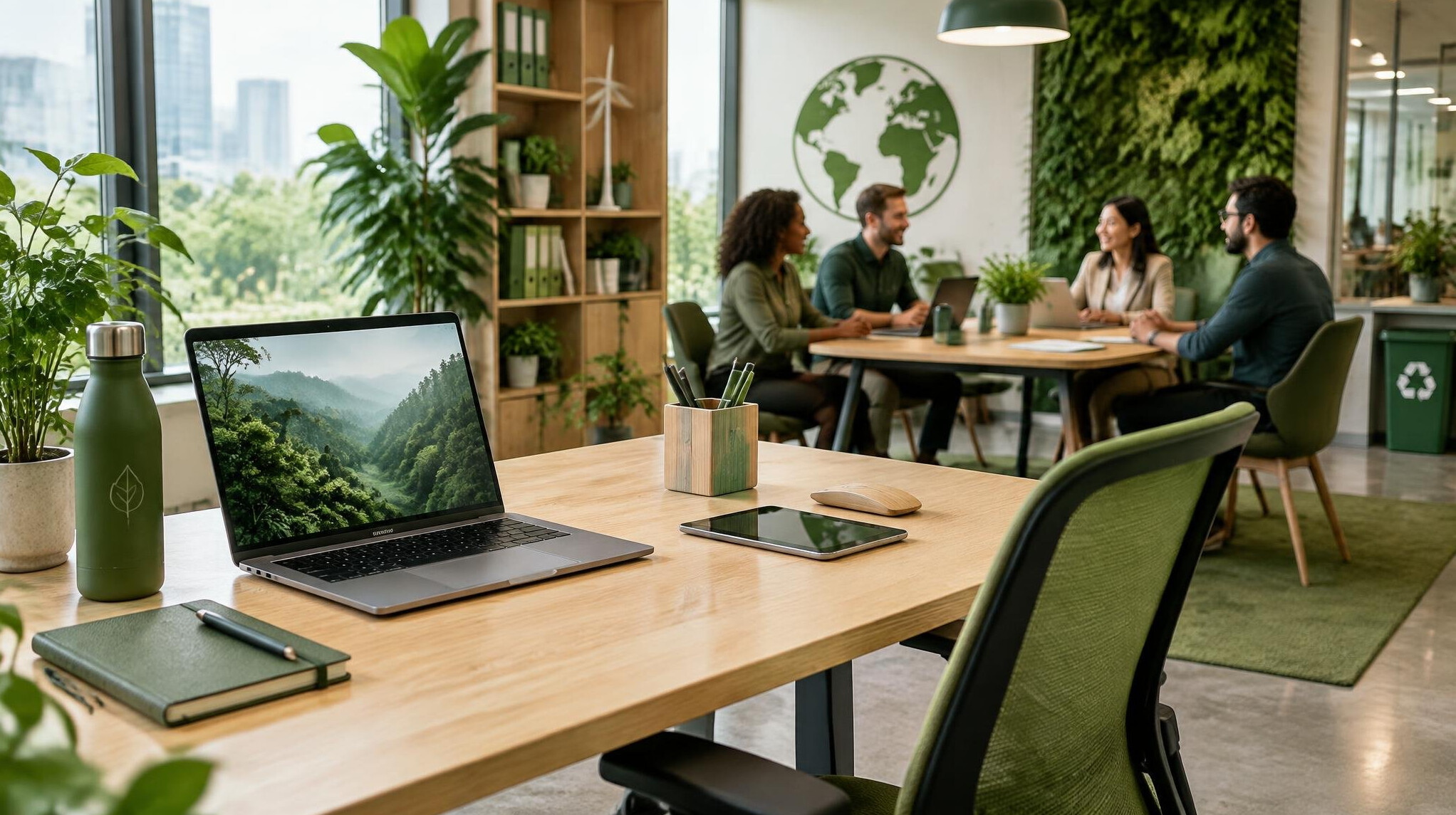 modern green workspace
