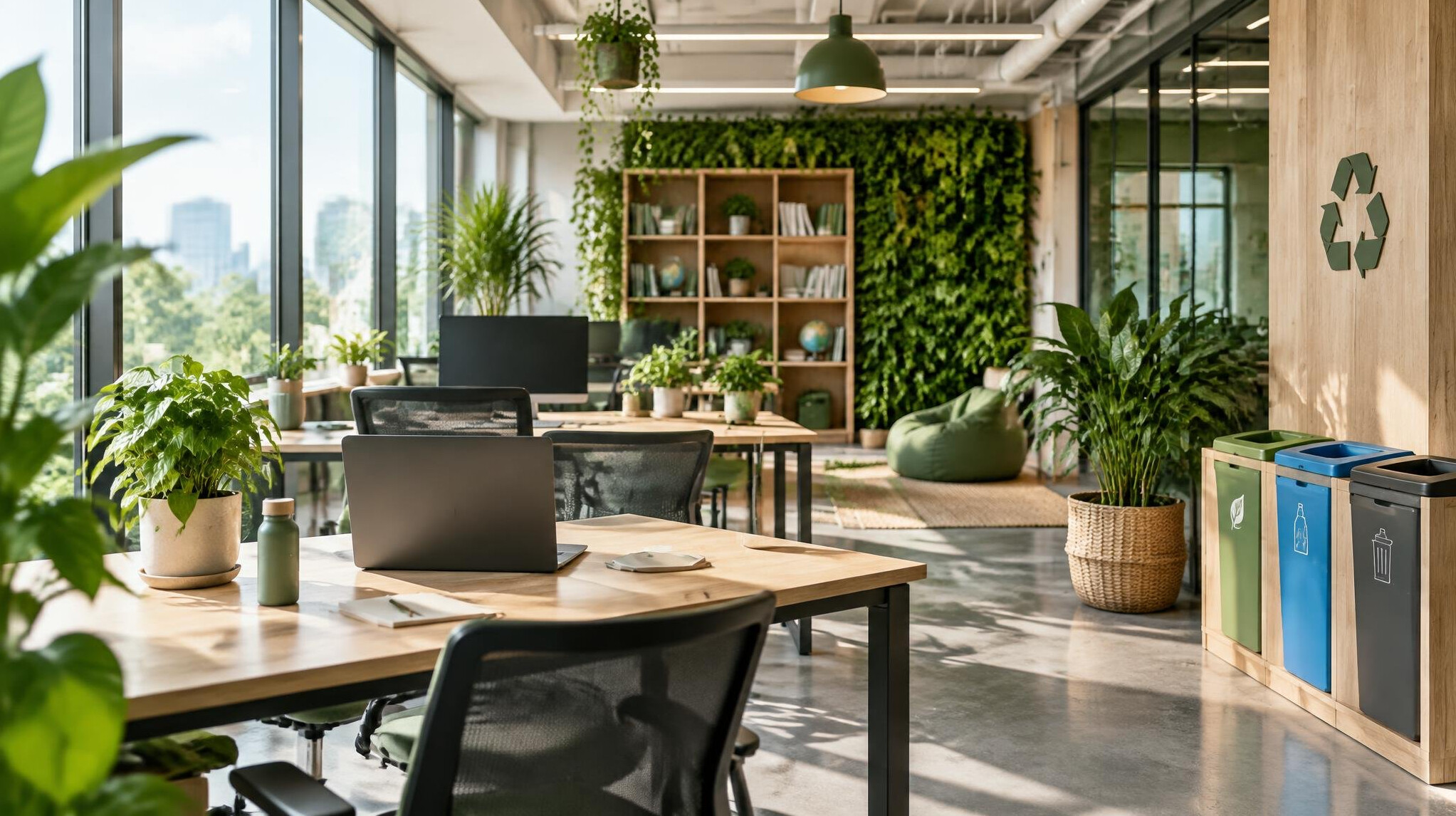 eco friendly office with plants